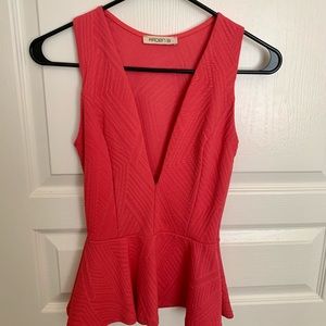 Arden B. Pink Red Plum V Neck Top